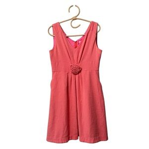 Lilly Pulitzer Parker Flower Waist Knee Length Dress in Size 12 Coral Pink